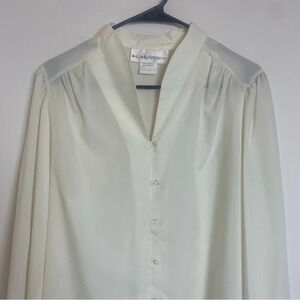 Vintage Academia Plus Size Button Down Blouse Size 16 Semi Sheer